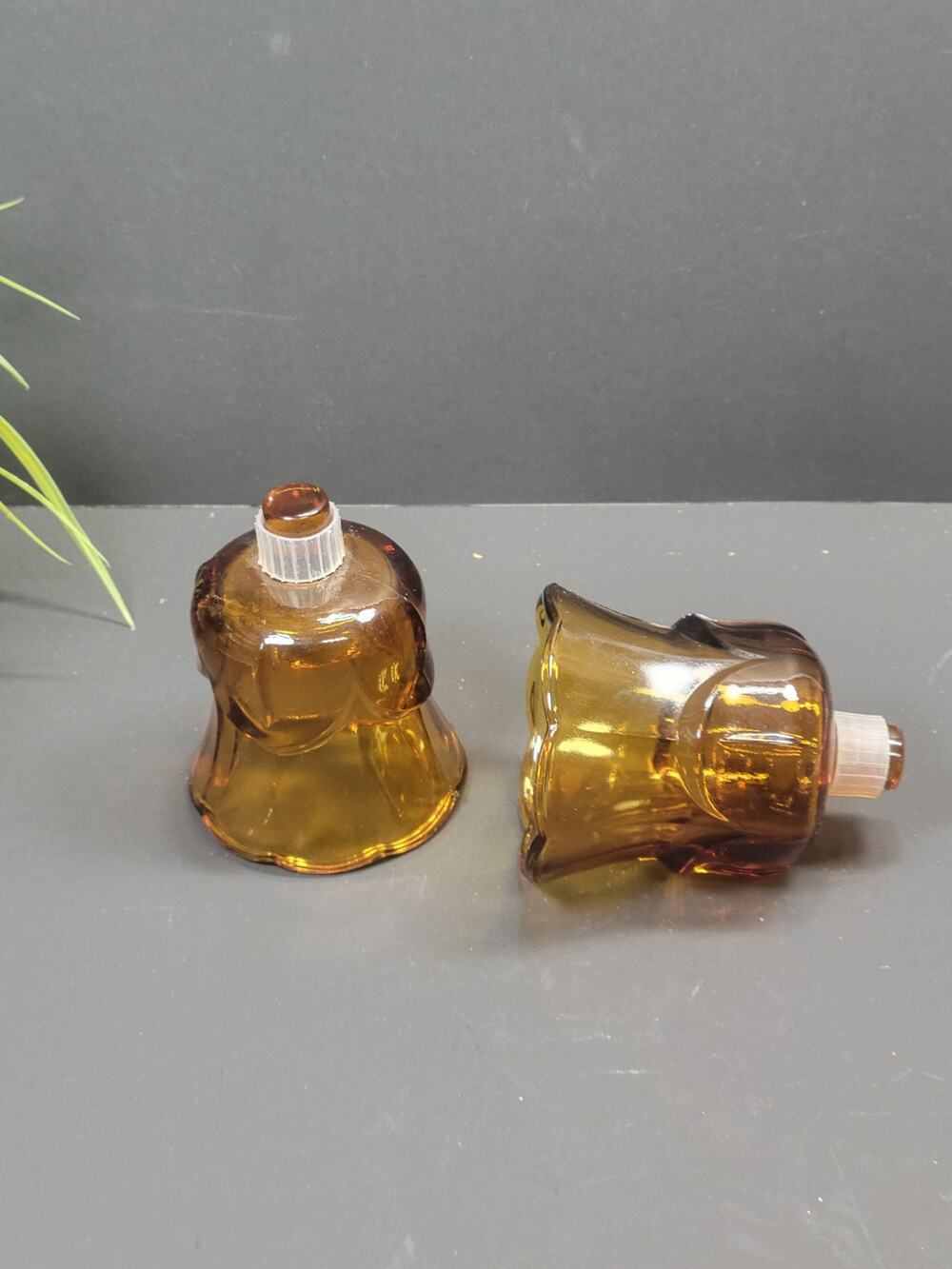 2 Vintage Homco Amber Tulip Peg Votive Cups, Sconce Candle Holder Home Interiors